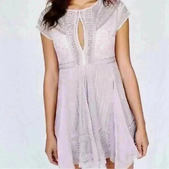 Free People Dresses & Skirts - Free People Victoria Beaded Mini Dress Lilac Purple Soft Fairycore Medium